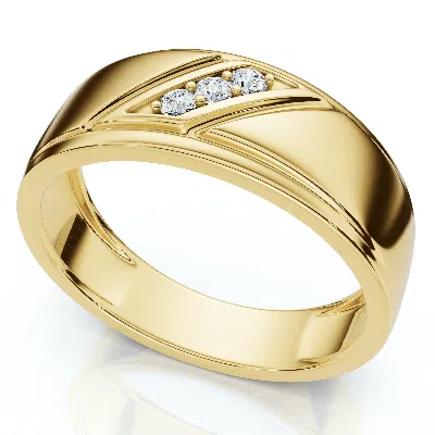 Pompeii3 1/16ct Tw Three Stone Men's Brushed Diamond Lab Grown Wedding Ring In 14k Gold