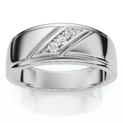 Pompeii3 1/16ct Tw Three Stone Men's Brushed Diamond Lab Grown Wedding Ring In 14k Gold In Pink