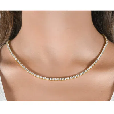Pompeii3 11ct Emerald Cut Diamond Tennis Bracelet 14k White Gold 7" Lab Grown In Multi