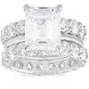 Pompeii3 11ct Emerald Cut Moissanite & Lab Grown Diamond Engagement Eternity 14k Ring Set In Multi
