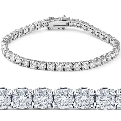 Pompeii3 11ct Lab-created Diamond Tennis Bracelet 14k White Gold 7" In Silver