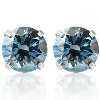 Pompeii3 1/2 - 4 Ct Blue Diamond Studs In 14k Gold Lab Grown