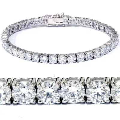 Pompeii3 12 1/3ct Diamond Tennis Bracelet 18k White Gold 7" Lab Created In Silver