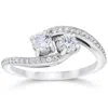 Pompeii3 1/2 Carat 2 Stone Forever Us Diamond Engagement Ring White Gold In Multi