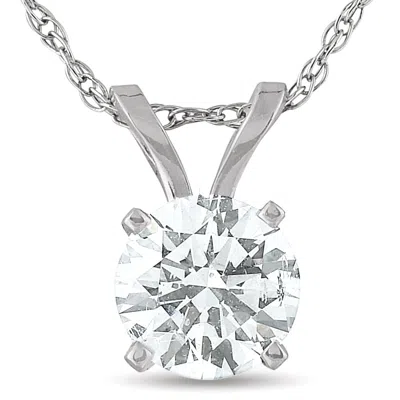 Pompeii3 1/2 Carat Solitaire Lab Grown Diamond Pendant 14k White Gold In Silver