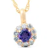 Pompeii3 1/2 Ct Diamond & Genuine Amethyst Halo Pendant 14k Yellow Gold Womens Necklace In Multi