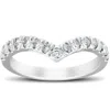 Pompeii3 1/2 Ct Diamond Curved V Shape Contour Ring Womens Wedding Band 14k White Gold In Multi
