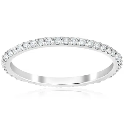 Pompeii3 1/2 Ct Diamond Eternity Wedding Stackable Ring 14k White Gold 1.7mm Wide In Multi