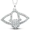 Pompeii3 1/2 Ct Diamond Hamsa Evil Eye Hand Pendant 14k White Gold In Silver