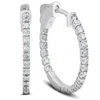 Pompeii3 1/2 Ct Diamond Inside Outside Hoops 14k White Gold Vault Lock 1" Tall In Silver