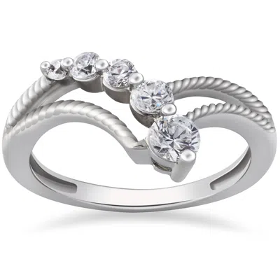 Pompeii3 1/2 Ct Graduated Diamond Journey Right Hand Ring 10k White Gold Size Selectable In Multi