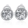 Pompeii3 1/2 Ct Halo Diamond Studs With Screw Backs White Gold Lab Grown In Multi