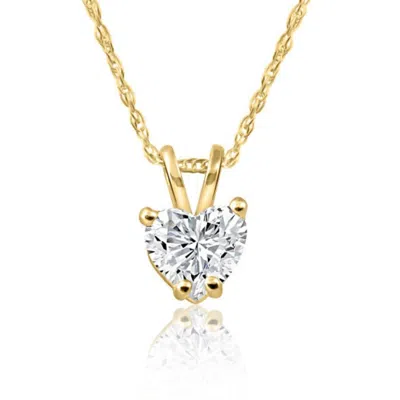 Pompeii3 1/2 Ct Heart Shape Diamond Solitaire Necklace 14k Pendant Lab Grown In Multi