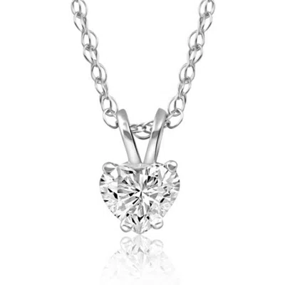 Pompeii3 1/2 Ct Heart Shape Diamond Solitaire Necklace 14k Pendant Lab Grown In Silver