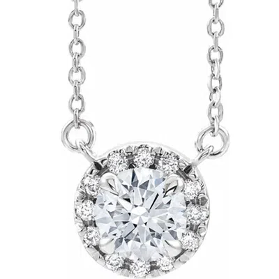 Pompeii3 1/2 Ct Lab Grown Diamond Halo Necklace 14k White Gold