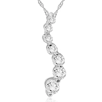 Pompeii3 1/2 Ct Lab Grown Diamond Journey Pendant In White Or Yellow Gold In Silver