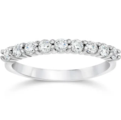 Pompeii3 1/2 Ct Lab Grown Diamond Stackable Anniversary Wedding Ring White Gold Size Selectable In Metallic