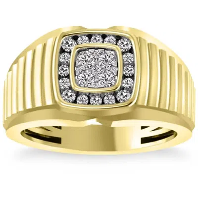 Pompeii3 1/2 Ct Mens Diamond Ring Wide Polished Anniversary Band 10k Yellow Gold In Silver
