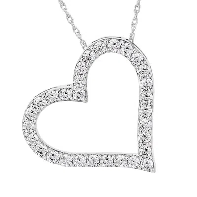 Pompeii3 1/2 Ct Real Diamond Heart Shape Pendant 14k White Gold Necklace In Multi