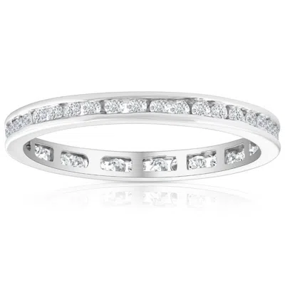 Pompeii3 1/2 Ct Round Diamond Ladies Eternity Wedding Ring 10k White Gold In Silver