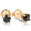 Pompeii3 1/2 Ct Round Heat Treated Black Diamond 14k White Or Yellow Gold Stud Earrings In Basket Setting In Gold