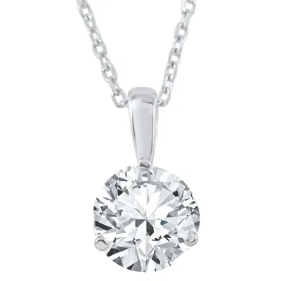 Pompeii3 1/2 Ct Solitaire Lab Grown Diamond Pendant Available In 14k And Platinum In Blue