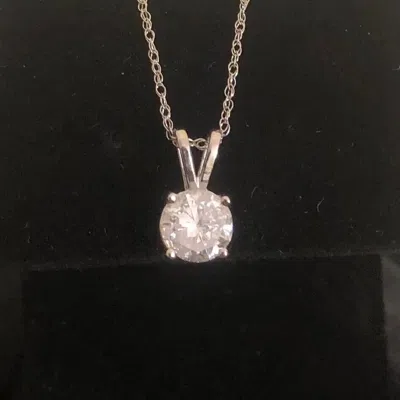 Pre-owned Pompeii3 1/2 Ct Solitaire Round Diamond 14k White Gold Pendant Women's Necklace