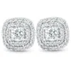 Pompeii3 1/2 Ct Tdw Genuine Diamond Cushion Halo Studs 10k White Gold 1/3" In Multi
