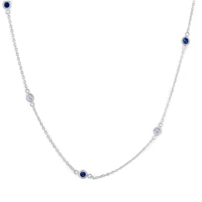 Pompeii3 1/2 Ct Tw Genuine Blue Sapphire & Diamond By The Inch 18" Necklace In Multi