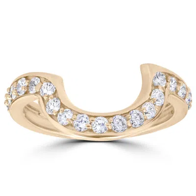 Pompeii3 1/2 Cttw 14k Yellow Gold Diamond Curved Contour Band For Forever Us 2 Stone Ring In Silver
