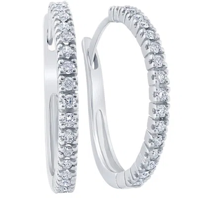 Pompeii3 1/2 Cttw Diamond Hoops In 10k White Or Yellow Gold 1" Tall In Silver