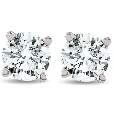 Pompeii3 1/2 Cttw Round Cut Diamond Studs 14k White Gold Womens Earrings In Silver