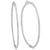 Pompeii3 1.20ct Diamond Inside Outside Skinny Hoops 14k White Gold Lab Grown2" Tall In Silver