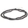 POMPEII3 121 CT BLACK DIAMOND FACETED BEAD NECKLACE 22" 14K YELLOW GOLD