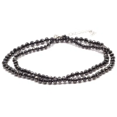 Pompeii3 121 Ct Black Diamond Faceted Bead Necklace 22" 14k Yellow Gold
