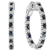 Pompeii3 1.25ct Diamond & Blue Sapphire Inside Outside Hoops 14k White Gold Lab Grown In Multi