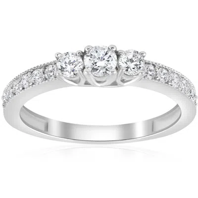 Pompeii3 1/2ct 3 Stone Diamond Ring 14k White Gold In Multi