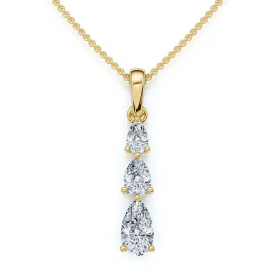 Pompeii3 1/2ct 3-stone Graduated Pear Shape Diamond Pendant Necklace Gold Lab Grown