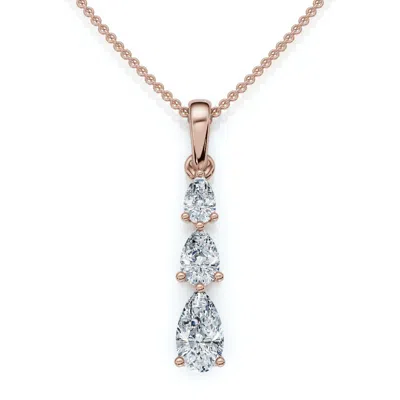 Pompeii3 1/2ct 3-stone Graduated Pear Shape Diamond Pendant Necklace Gold Lab Grown In Multi