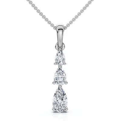 Pompeii3 1/2ct 3-stone Graduated Pear Shape Diamond Pendant Necklace Gold Lab Grown In White