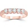 Pompeii3 1/2ct 5-stone Diamond Wedding Ring 14k Rose Gold In Silver