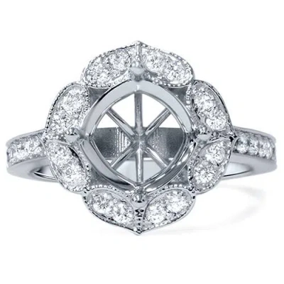 Pompeii3 1/2ct Antique Halo Diamond Engagement Ring Setting 14k White Gold In Multi