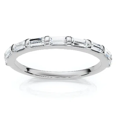 Pompeii3 1/2ct Baguette Diamond Anniversary Stackable Band 14k Gold Or Platinum Lab Grown In Silver