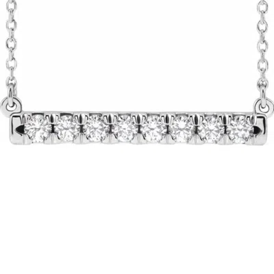 Pompeii3 1/2ct Bar Diamond Pendant Necklace In 14k White Or Yellow Gold Lab Grown In Silver