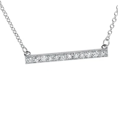 Pompeii3 1/2ct Bar Pendant Diamond Necklace In 14k White Gold (not Enhanced) 1.2" Wide In Multi
