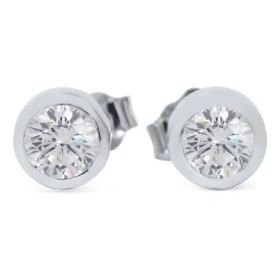 Pompeii3 1/2ct Bezel Set Round Diamond Studs 14k White Gold In Multi