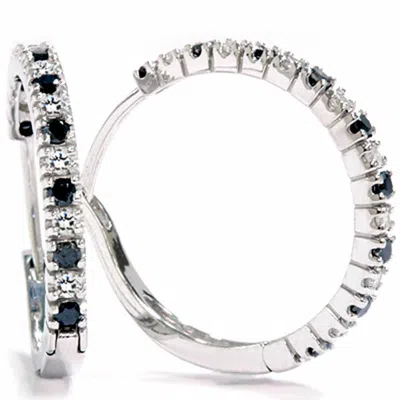 Pompeii3 1/2ct Black & White Diamond Hoops 14k White Gold In Gray