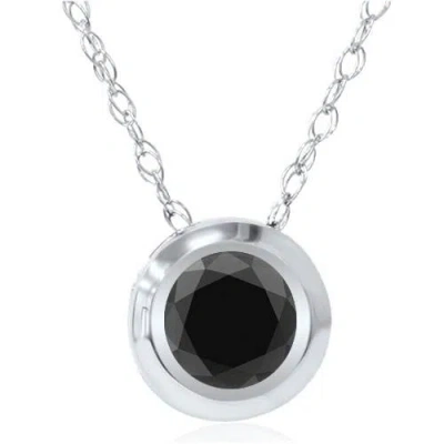 Pompeii3 1/2ct Black Diamond Bezel Solitaire Pendant White Gold In Multi