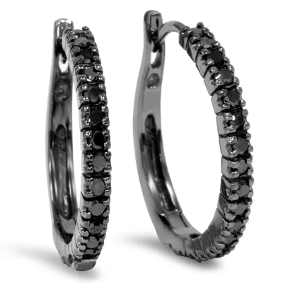 Pompeii3 1/2ct Black Diamond Hoops 10k Black Gold In Multi