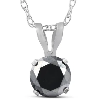 Pompeii3 1/2ct Black Diamond Solitaire Pendant 14k White Gold In Silver